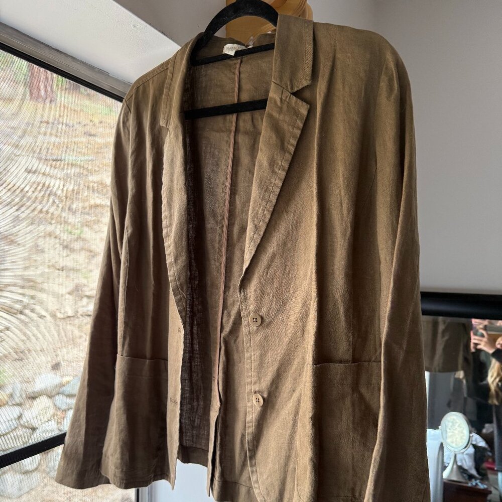 EILEEN FISHER | Brown, 100% Linen Blazer, Size Medium